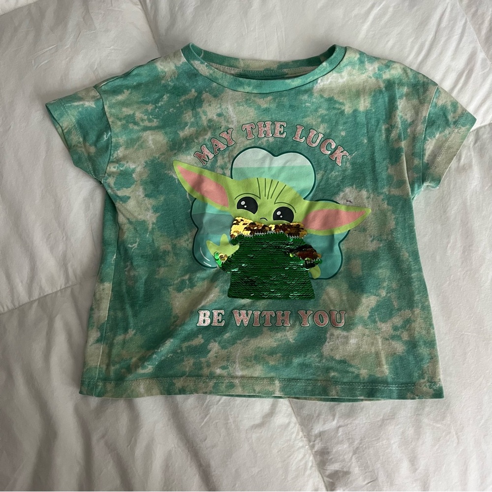 Star Wars | Girl’s T-Shirt | Size XS | Yoda May The Luck Be With You | Green